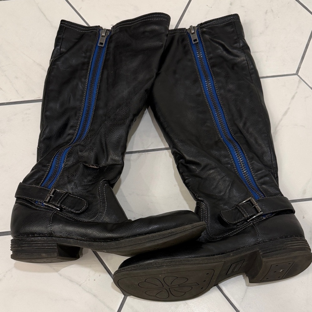 Madden Girl Black and Blue Heeled Boots